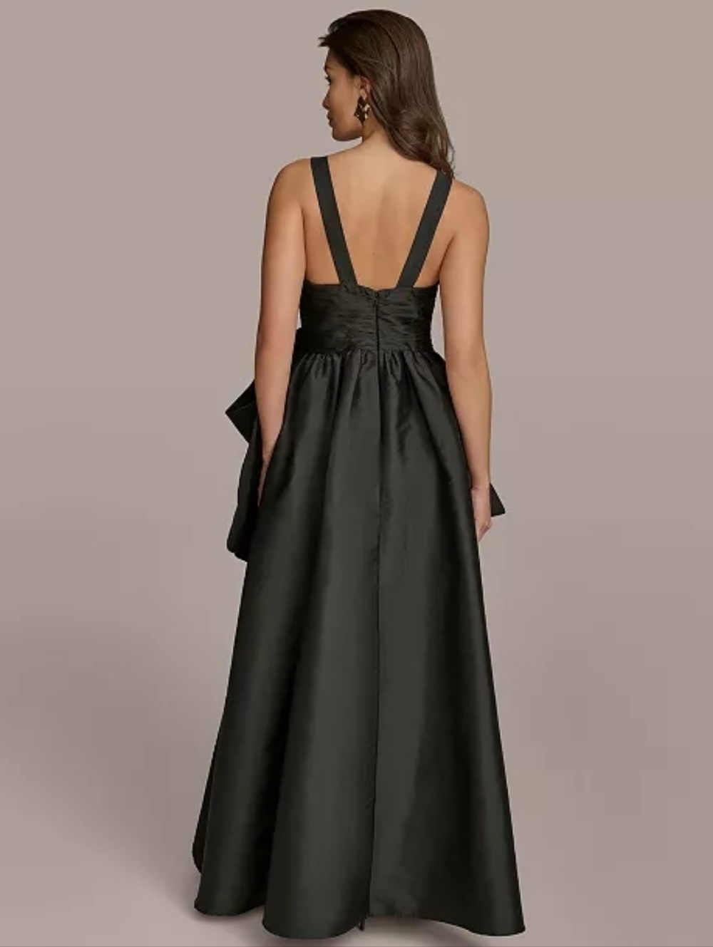 NWT Donna Karan Black Straight-Neck Bow-Trim Ballgown, Size 12 - Picture 4 of 10